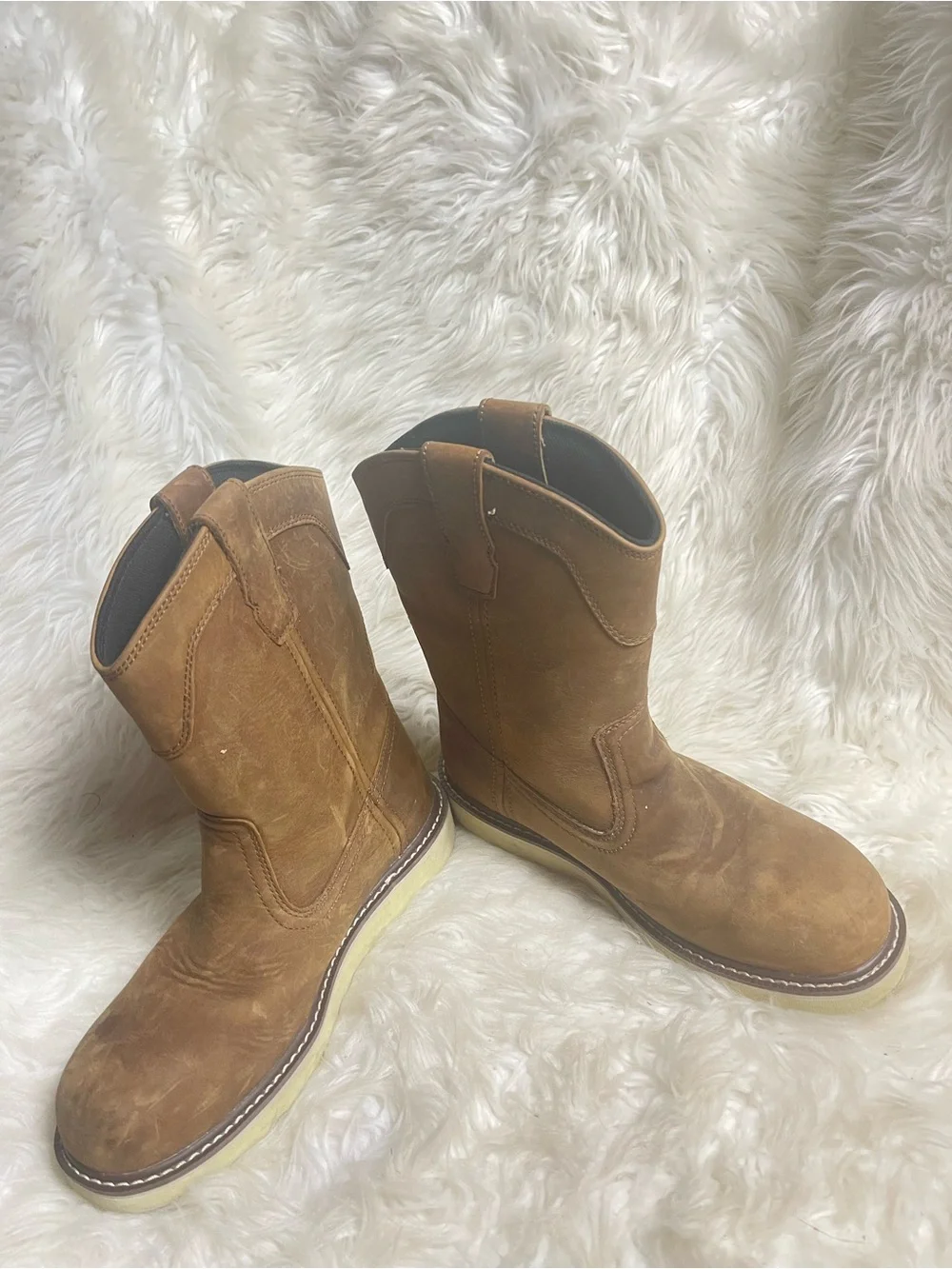 Herman Survivors Men’s steel toe Rift SZ7 pull on western work boots.